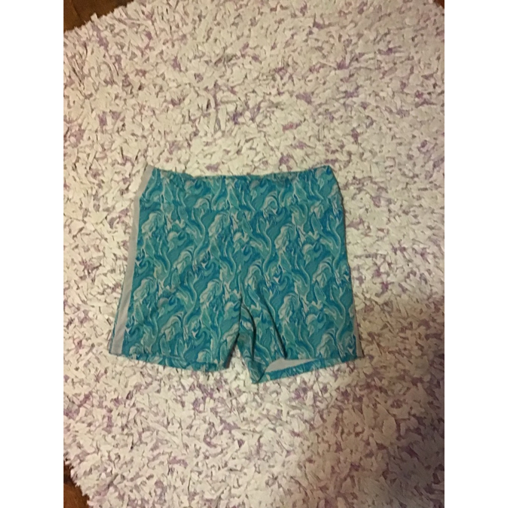 Women's PINK Blue & White Swirl Athletic Shorts Size XXL